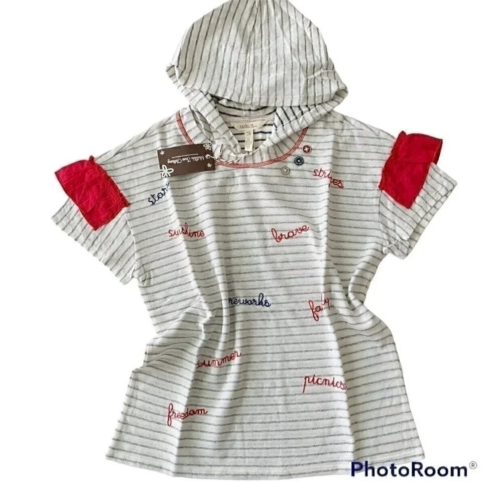 NWT Matilda Jane Blaire Striped Graphic Hoodie Top 14 Years